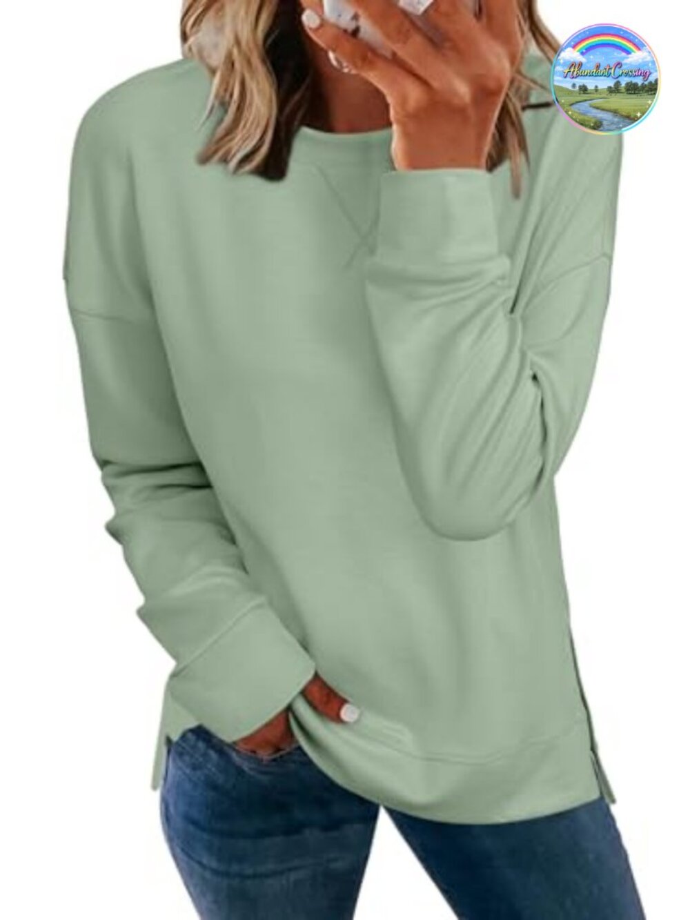 Lightweight Modal Blend Crewneck Sweatshirt Long Sleeve Loose Pullover